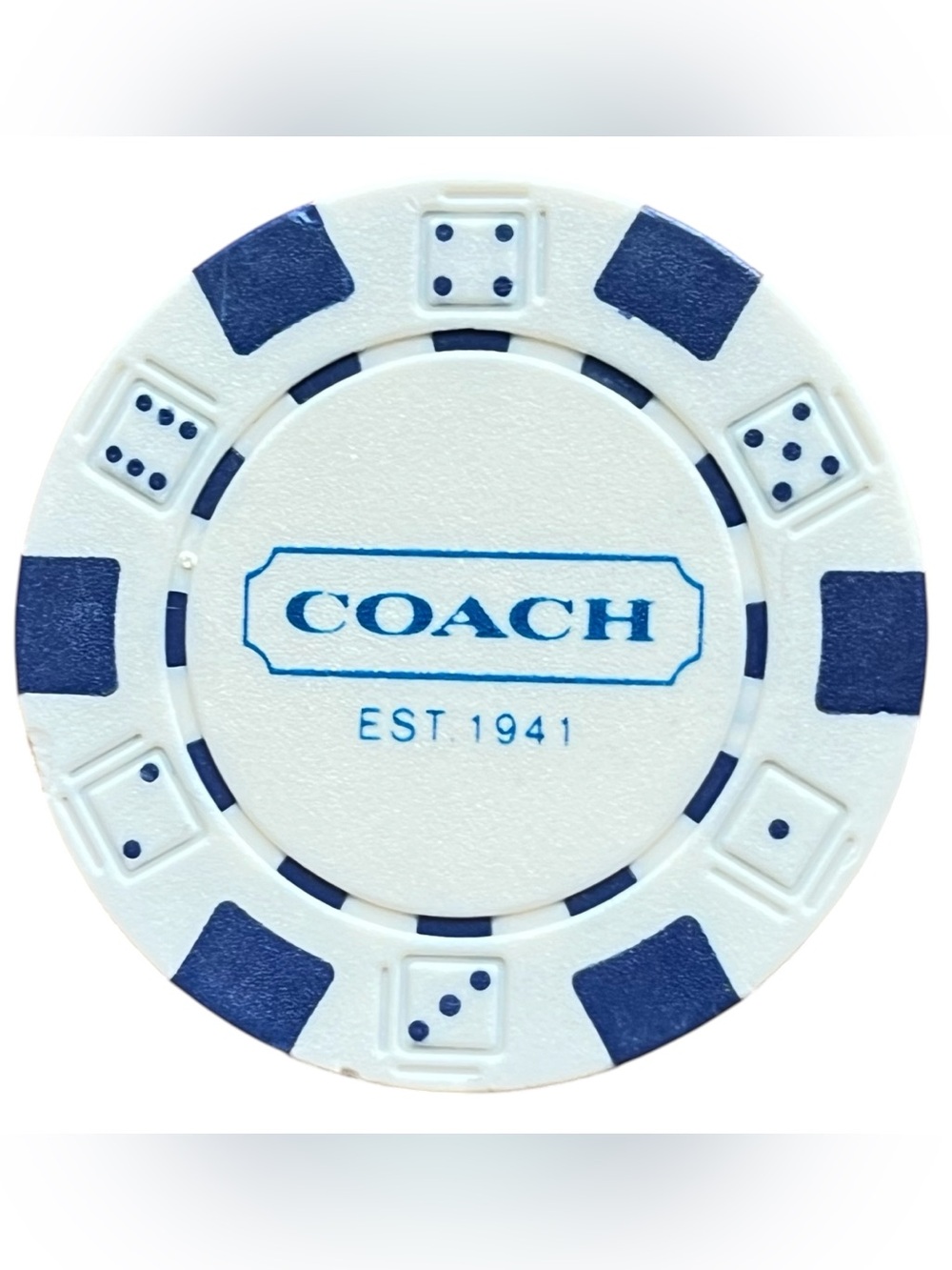 Coach Collectible White and Blue Poker Chip
